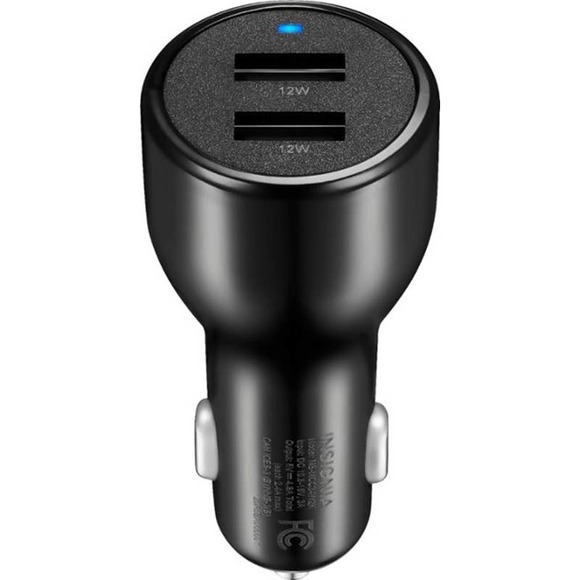 Insignia™ - 24 W Vehicle Charger with 2 USB Ports - Black - Picture 1 of 5